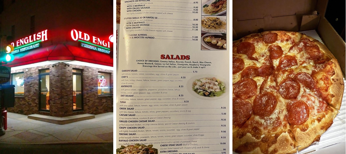 Old English Pizza Menu